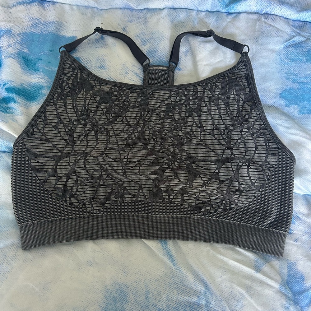 Fabletics Black Floral Lace Sports Bra